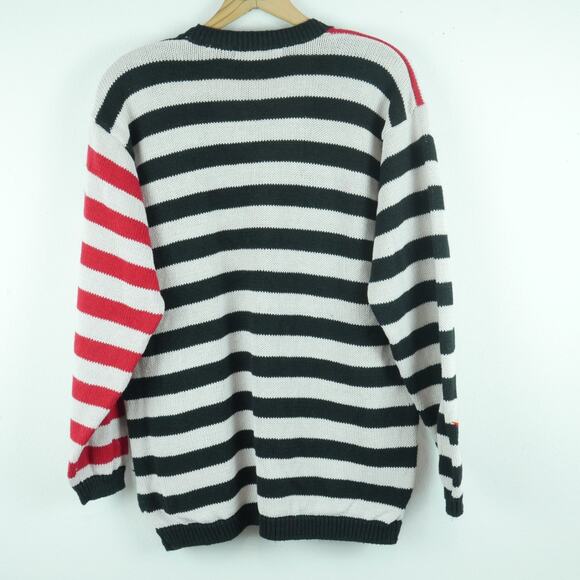 Vintage Large Cardigan 90s Nautical Stripe Embroidered Seaside Fisherman Preppy - Picture 9 of 12